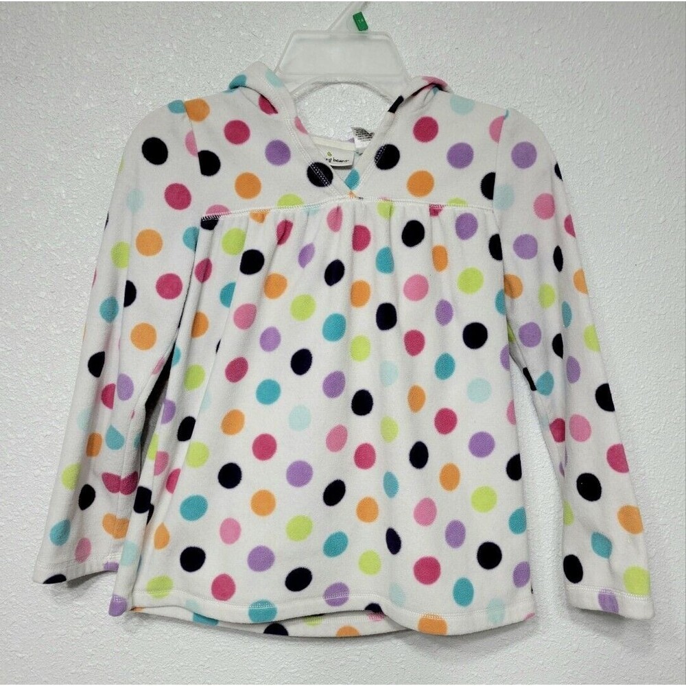 Jumping Beans Girls White Hoodie With Colorful Polka Dots Size 7